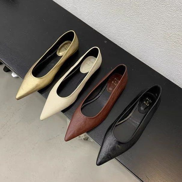 Versatile Single Shoe Women's For The Spring And Autumn Of 2025, New Suede Round Toe Shallow Mouth Comfortable One Foot_vogvips.com