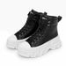 Men's Casual Sneakers With Thick Sole - PU Leather High-Top Unisex Shoes For Daily Wear (Black/White, Size 37-44)_vogvips.com
