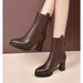 ShoeVault 2024 Autumn Winter New British Retro Back Zipper Chunky Heel Martin Slim Women's Short Boots_vogvips.com
