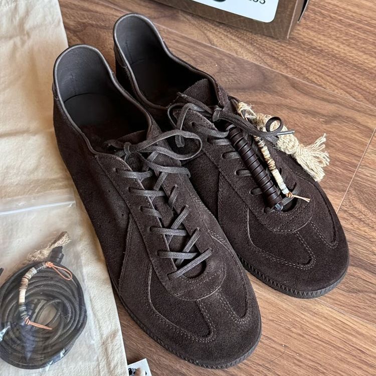 Cowhide Version~ Niche Leather Matte Beef Anti-velvet German Training Shoes Women's Forrest Gump Shoes Versatile Flat-bottomed Retro Sports Shoes_vogvips.com