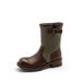 Retro British-Style Women's Martin 2026 New Model Stacked Genuine Leather Spliced Mid-Calf Boots With Chunky Heel And_vogvips.com