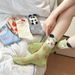 Hand Drawn Animal Print Cotton Socks Cartoon Pattern Crew Socks, Breathable Seamless Comfortable Casual Socks, Multi-Color Dotted Design_vogvips.com