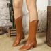 326-88 Elegant And Fashionable Pointed Long Tube Thick Heel Show Off Versatile Women's Boots_vogvips.com