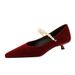 2355-K216 French-style Pointed Mary Jane Shoes For Women With Thin Heels, Single Strap, Pearls, Versatile Suede, Elegant_vogvips.com