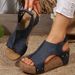 Summer Women's Wide Width Gladiator Sandals - Vintage Platform Wedge Peep-Toe Slides With Comfort Arch Support_vogvips.com