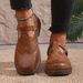 Women's Plus Size British Style Loafers Round Toe Hollowed Out Design Retro Two Way Wear Spring_vogvips.com