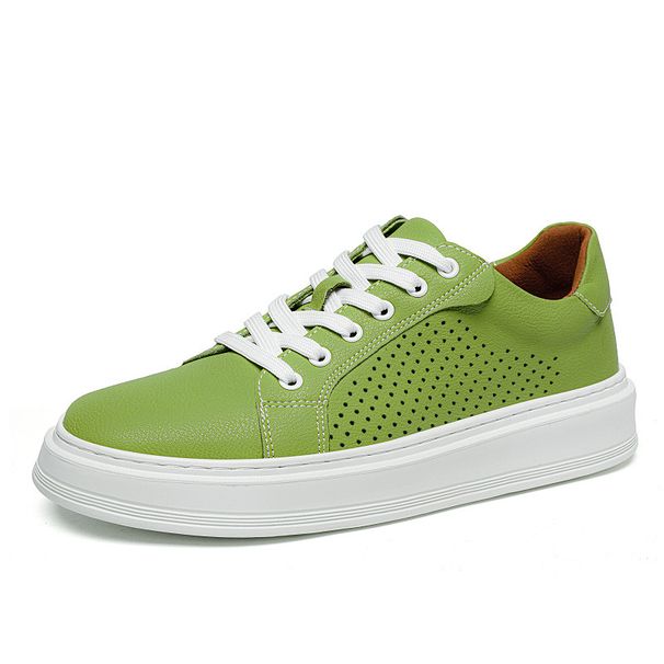 Men's Little White Shoes Cowhide Board Shoes Soft Leather Soft Sole Breathable Large Size Multi-color Sports And Leisure Shoes_vogvips.com