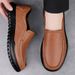 Casual Leather Shoes Men's Round Head Leather Men's Shoes Non-slip Loafers Dad Shoes_vogvips.com