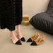 2025 New Women's Shoes Versatile Nude French Pointed Toe High Heels With Chunky Heel And Open Back Design_vogvips.com