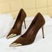 3739-32 Style Banquet Women's High Thin Heels, Suede, Shallow Mouth, Metal Pointed Iron Toe, Slimming Single Shoes_vogvips.com