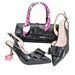 Women's pointed toe shoe and bag set, ribbon decoration, metal heels, shallow sexy high heels, simple handbag_vogvips.com