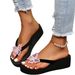 Double Toe Thick Bottom Sandals Fashion Large Size Butterfly Rhinodiamond Flat Women's Drag_vogvips.com