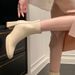 Sheepskin~Women's Short For Autumn And Winter, High-heeled, Chunky Heel, Korean Style Ankle Boots, White French_vogvips.com