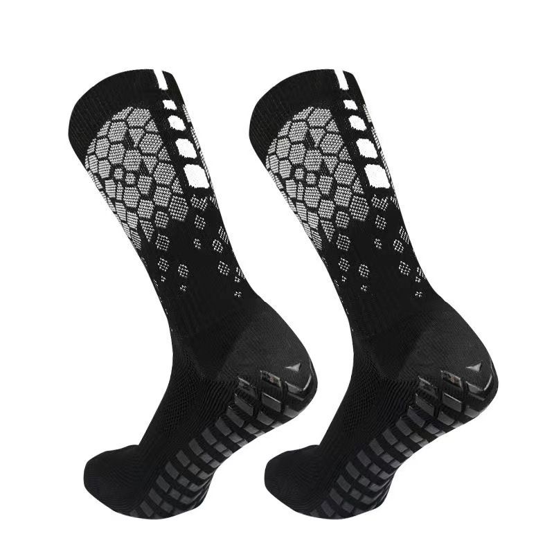 Pro Football Socks With Grid Texture & Anti-Slip Dots – Breathable Polyester, Moisture-Wicking Mid-Cut For Training & Matches (Unisex, Multi-Color)_vogvips.com
