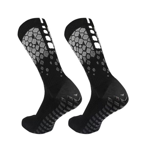 Pro Football Socks With Grid Texture & Anti-Slip Dots – Breathable Polyester, Moisture-Wicking Mid-Cut For Training & Matches (Unisex, Multi-Color)_vogvips.com