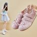 Velcro Little White Shoes Schoolgirl Breathable Flat Baseplate Shoes Casual Street Shoes_vogvips.com