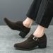 Men's Shoes Plus Size High Heel Leather Shoes Thick Sole Heightening Casual Leather Shoes Trendy Retro Green Leather Shoes_vogvips.com