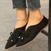 Large Size Fashionable Pointed Bow Decoration Flat Sole Single Shoe Comfortable And Versatile Bean Girl_vogvips.com