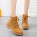 Women's Chunky Sole Ankle Boots - Waterproof Slip-Resistant Martin Boots For Winter, Round Toe Lace-Up Casual Shoes (Yellow, Black, Beige, Pink)_vogvips.com