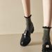Small Leather Shoes Left Bank Patent Leather Thick Heel Gold Buckle Single Shoes Loafers Women_vogvips.com