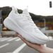 Unisex White Breathable Mesh Running Shoes Lightweight Thick Cushion Athletic Sneakers_vogvips.com