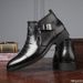 Winter Men's Elegant Boots Ankle Non Slip Leather Shoes British Zip Black Knight Boots Pointed Punk Platform Male_vogvips.com