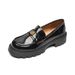 Platform Loafers Women's Retro British Style Small Leather Shoes Black Thick Heel Single Shoes Women's Soft Sole_vogvips.com