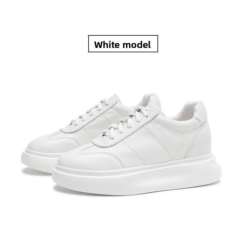 Thick-Soled Genuine Leather White Sneakers For Women 2025 Spring And Autumn New Style High-End Height-Increasing Casual_vogvips.com