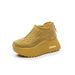 Hollow Women's Sandals Round Head Gypsy Rhinestone Casual Breathable Thick-soled Heightening Shoes_vogvips.com