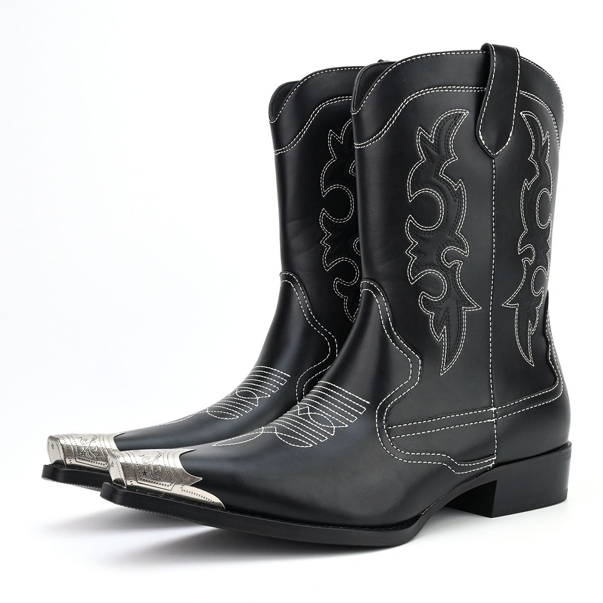 Regal Footwear Men's Casual Embroidered Pointed Toe Denim Boots_vogvips.com