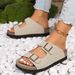 Soft Thick Sole Slide Sandals 2024 New Retro Belt Buckle Versatile Style Women's Outdoor Casual Slippers_vogvips.com