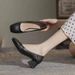 Super Soft! Soft French Style Mid-Heel Shallow Mouth Square Toe Chunky Heel Nude Color Cheongsam Single Work Leather_vogvips.com