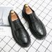Euro Step Brogue Leather For Men Korean Version British Thick Sole Round Toe Height Increasing Business Casual Big Hair Stylist_vogvips.com