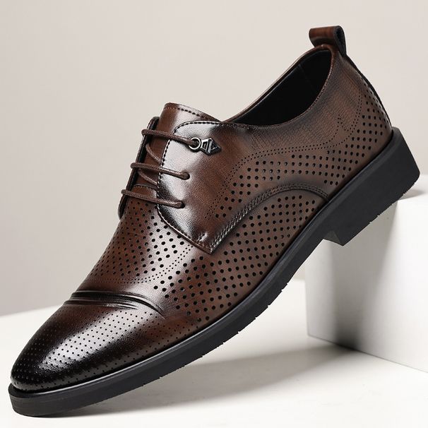 Men's Genuine Leather Derby Shoes Business Formal Classic Style Comfortable Large Size_vogvips.com