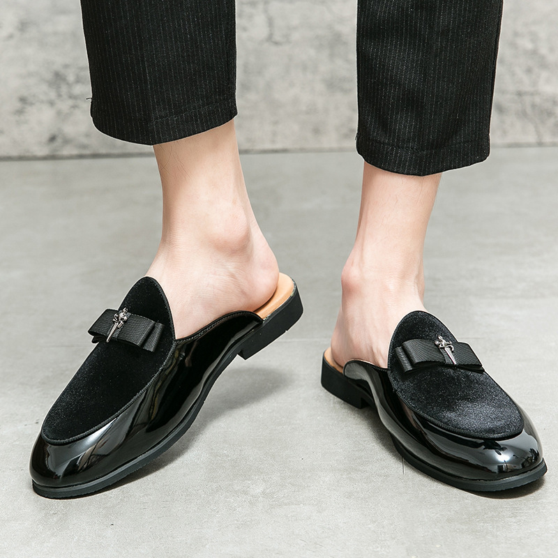 Slip-On Large Loafers Casual Shoes Autumn Leather Without For Winter Half Slippers Heel Men Size Lazy_vogvips.com