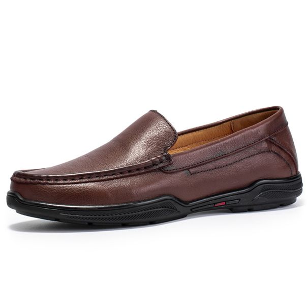 Suitable For All Seasons Autumn New Men's Casual Shoes Slip-On Breathable Genuine Leather Loafers_vogvips.com