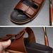Mature Men's Real Leather Slippers Businessman Summer Outwear Slides Casual Anti Slip Breathable Beach Shoes_vogvips.com