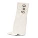 Women's Shoes White Pointed Toe Wedge Boots With Hidden Heels, Autumn/Winter New Retro Leather Buckle Tall Boots, Riding Boots_vogvips.com