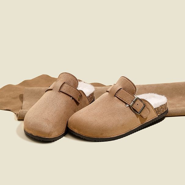 Women's Furry 2025 New Autumn And Winter Slip-on Plush Warm Lazy Closed-toe Mules Cotton Shoes_vogvips.com