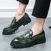 Men's British Style Chunky Sole Round Toe Loafers - Breathable PU Leather Casual Work Shoes For Wedding & Business Occasions_vogvips.com