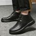 Warm Soft-soled Martin Boots Hand-scratched Mature Men's Shoes Medium Top Velvet Snow Boots Tooling Shoes_vogvips.com