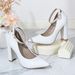 European And American Cross-Border Fashion Versatile Shallow Mouth One-Strap High Heels Solid Color Chunky Heel_vogvips.com