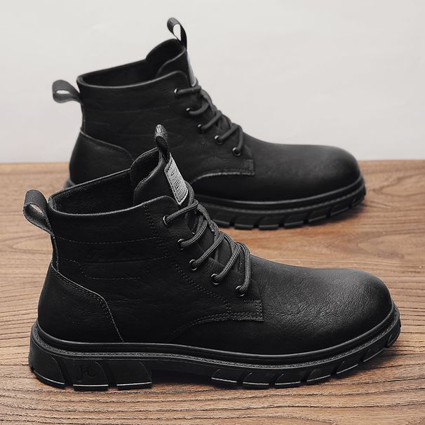 New Leather Spring Men's Shoes High-top Men's Heightening Tooling Martin Boots_vogvips.com