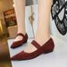 3683-11 Korean Version Simple And Versatile Low Sloping Heel, Shallow Mouth, Pointed Suede, Elastic Band, Flat Strap,_vogvips.com