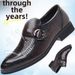 Men's leather leather toe layer sheepskin men's formal business shoes set toe head English casual Hollow sandals_vogvips.com
