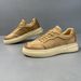 Men's Leather Thick Soled Board Trendy Light Luxury High-End Embossed Casual White Shoes, Niche Men's Shoes_vogvips.com