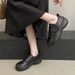 Velcro Retro Soft Leather Commuter Round-toe Thick-soled Women's Loafers, Elegant Black Soft-soled Shoes_vogvips.com