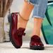 MTX 2025 New Patent Leather Shiny Tassel Mid-Heel Loafers Plus Size Fashion Casual Shoes_vogvips.com