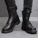 European Warm Series 23 Men's Leather Outdoor Combat Pure Wool Toe Steel Sole Fleece Lined Warm High-top Boots Hiking Security Cotton Shoes_vogvips.com
