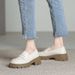 Two-tone Loafers With Thick Soles, British-style Platform Height-increasing Shoes, Vintage Soft Leather Women's Shoes_vogvips.com